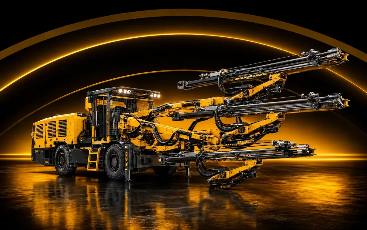 Jumbo de perfuração subterrânea equipado com múltiplas lanças