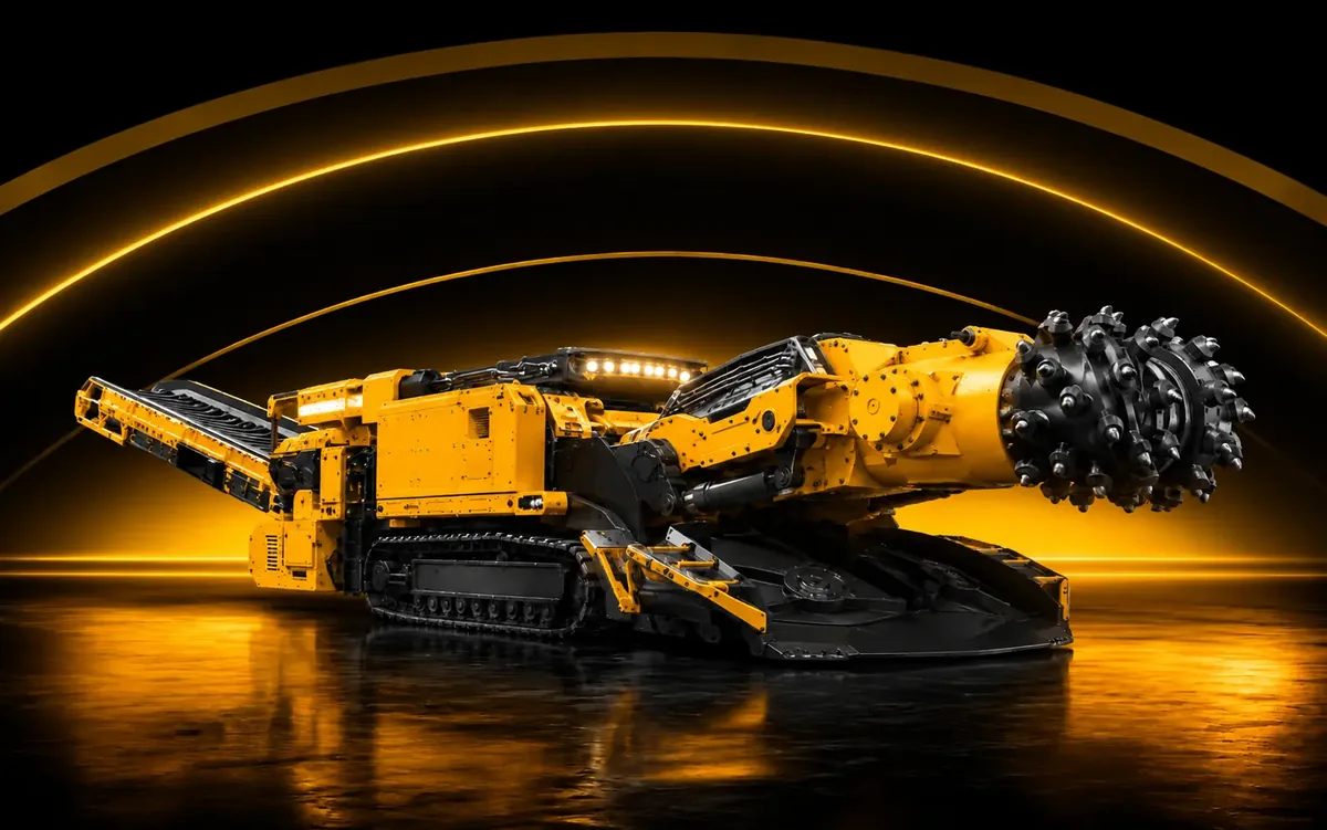 Minerador contínuo sobre esteiras com cabeçote rotativo de corte